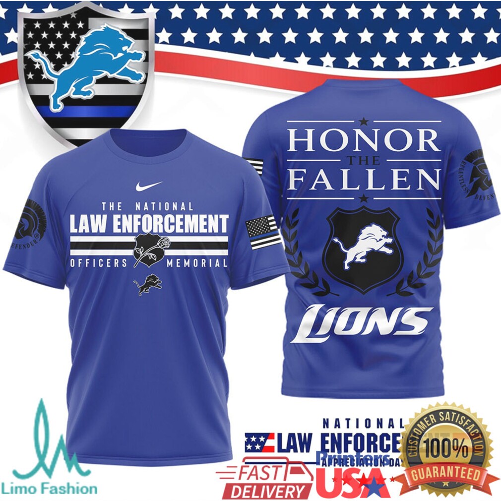 Detroit Lions Law Enforcement Appreciation T Shirt Honor The Fallen Police Memorial T Shirt - Limotees LLC