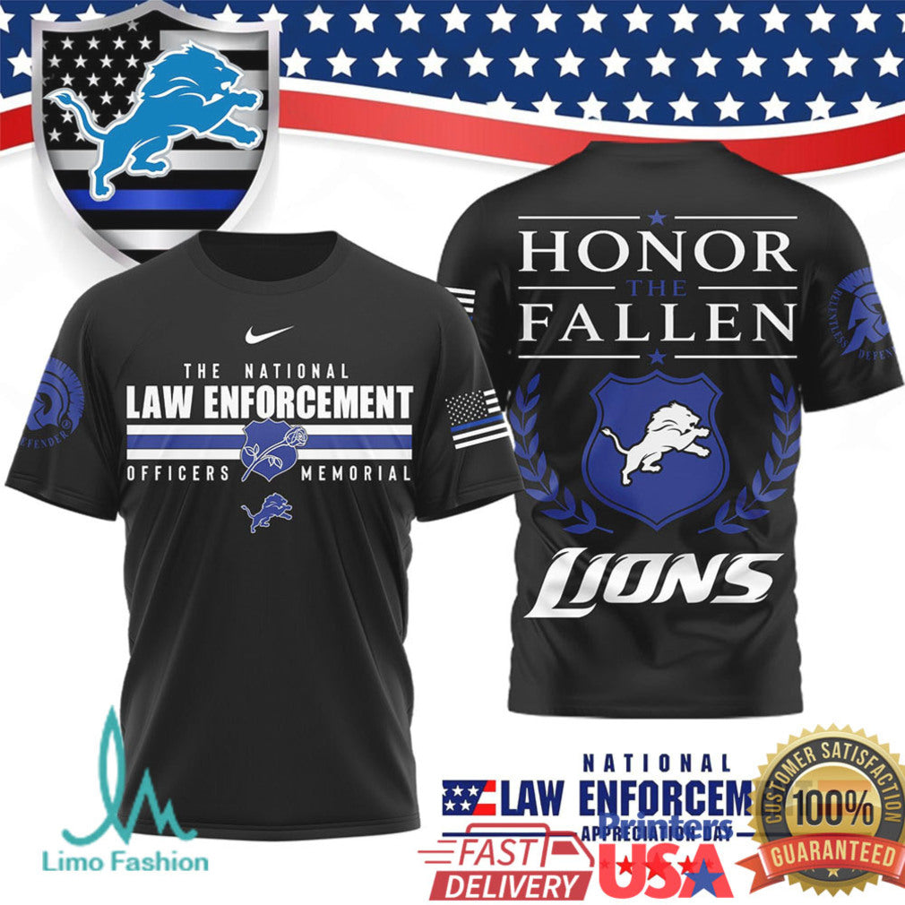 Detroit Lions Law Enforcement Appreciation T Shirt Honor The Fallen Police Memorial T Shirt - Limotees LLC