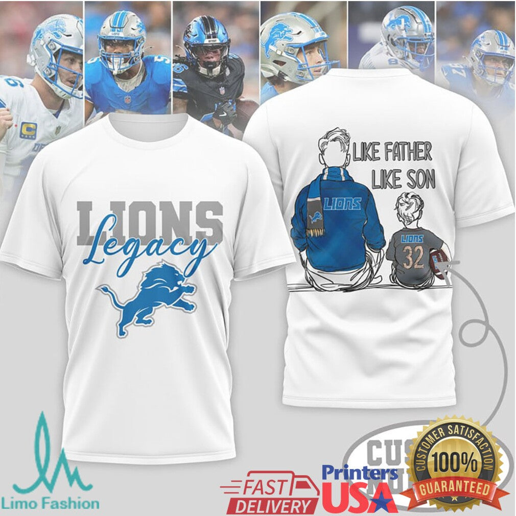 Detroit Lions Legacy Custom T Shirt Family Football Match Day T Shirt - Limotees LLC