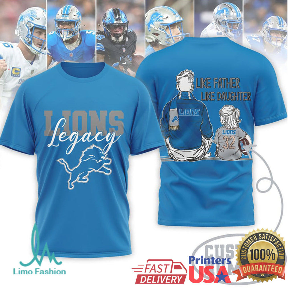 Detroit Lions Legacy Custom T Shirt Family Football Match Day T Shirt - Limotees LLC