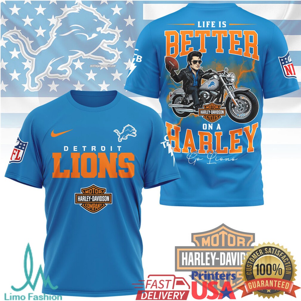 Detroit Lions Life Is Better On A Harley Football T Shirt - Limotees LLC