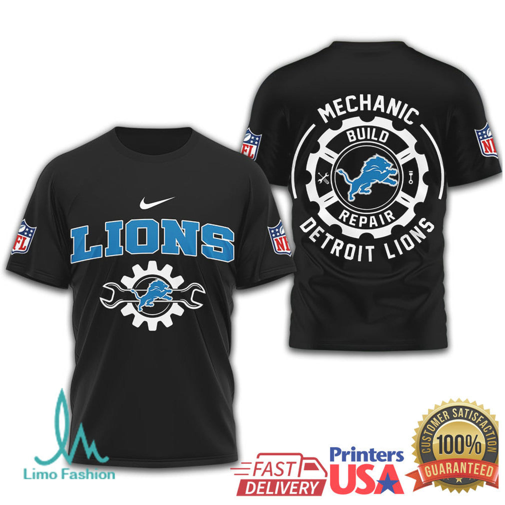 Detroit Lions Mechanic Build Repair Nfl Tshirt - Limotees LLC