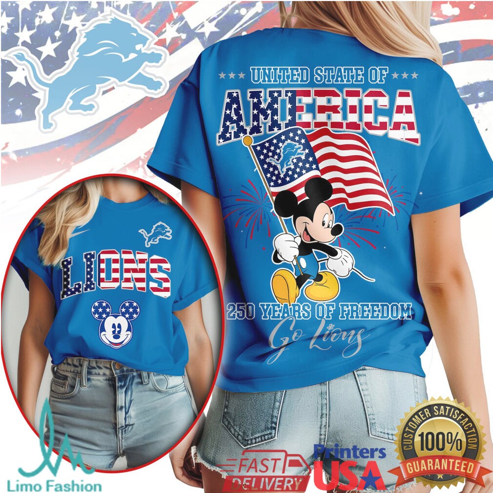 Detroit Lions Mickey Mouse United State of America 250 Years of Freedom T Shirt