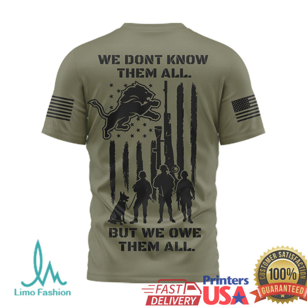 Detroit Lions Military Appreciation T Shirt Lions Patriotic Memorial Day Clothing - Limotees LLC