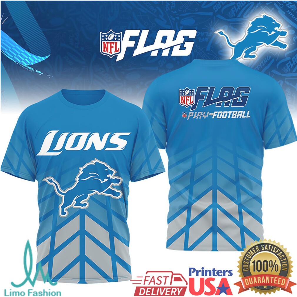 Detroit Lions NFL FLAG Play Football Sublimated T Shirt - Limotees LLC