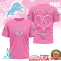 Detroit Lions Nurse Breast Cancer Awareness Tackle Cancer 3D T Shirt