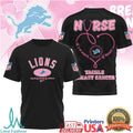 Detroit Lions Nurse Breast Cancer Awareness Tackle Cancer T Shirt - Limotees LLC