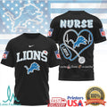 Detroit Lions Nurse T Shirt Football Nurse Heart Stethoscope Fan Gift - Limotees LLC