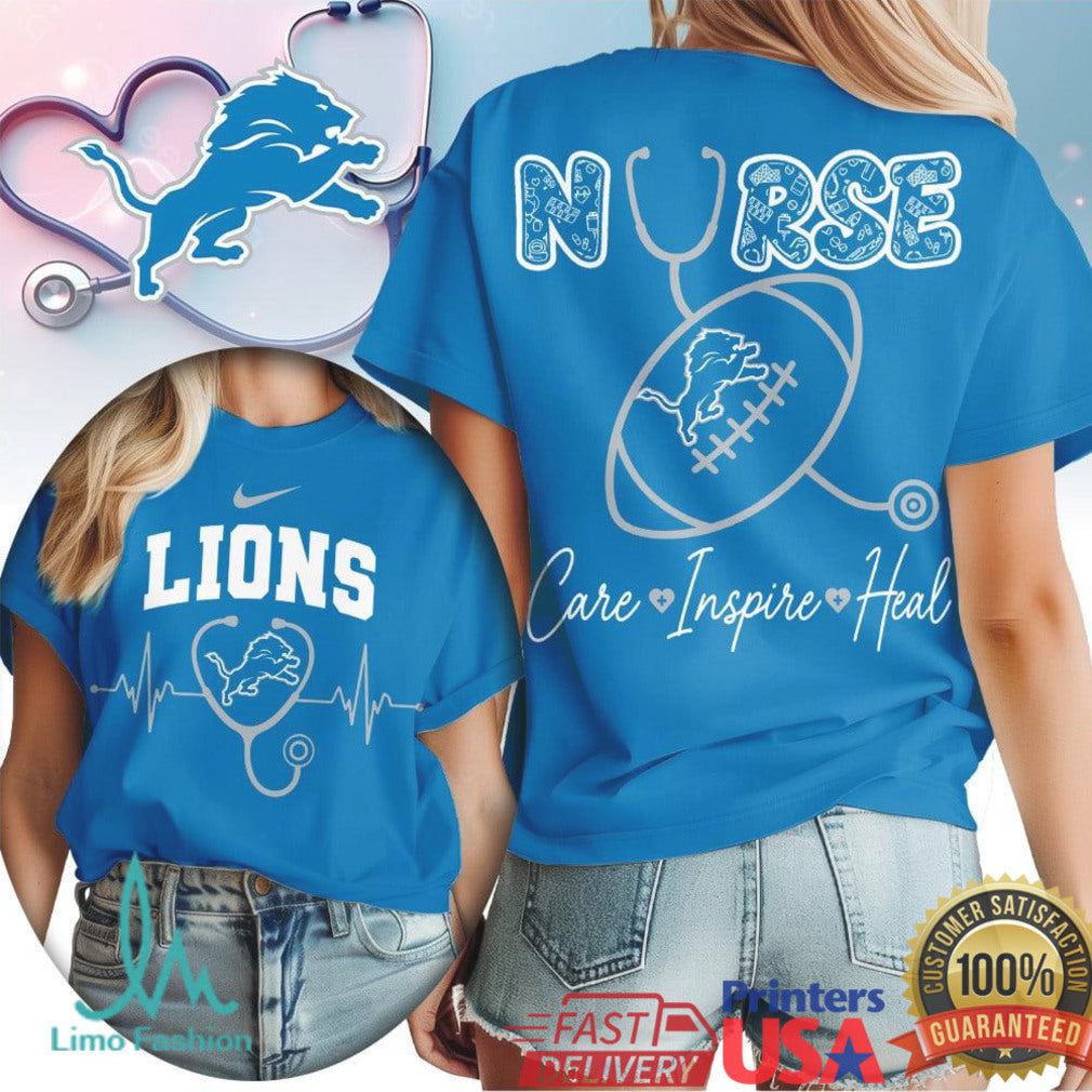 Detroit Lions Nurse T Shirt Football Stethoscope Care Inspire Heal T Shirt