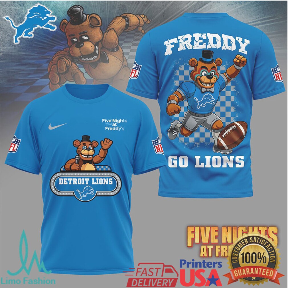 Detroit Lions Official NFL Five Nights at Freddy's 3D Shirt - Limotees LLC