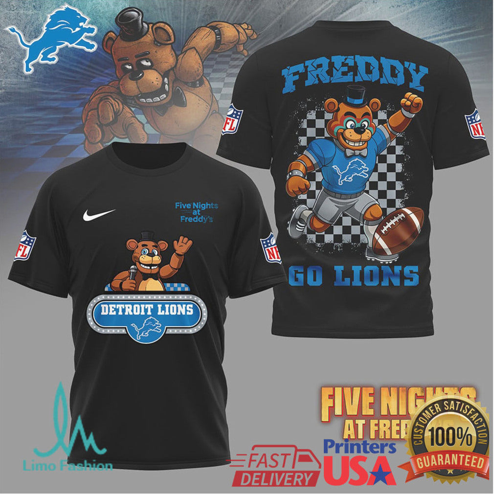 Detroit Lions Official NFL Five Nights at Freddy's 3D Shirt - Limotees LLC