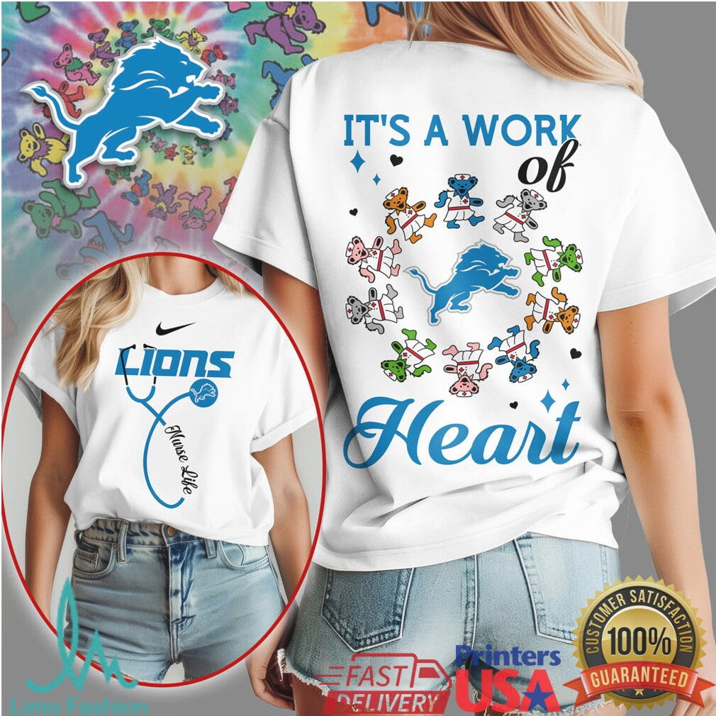 Detroit Lions Official NFL Grateful Dead Nurse 3D Shirt - Limotees LLC