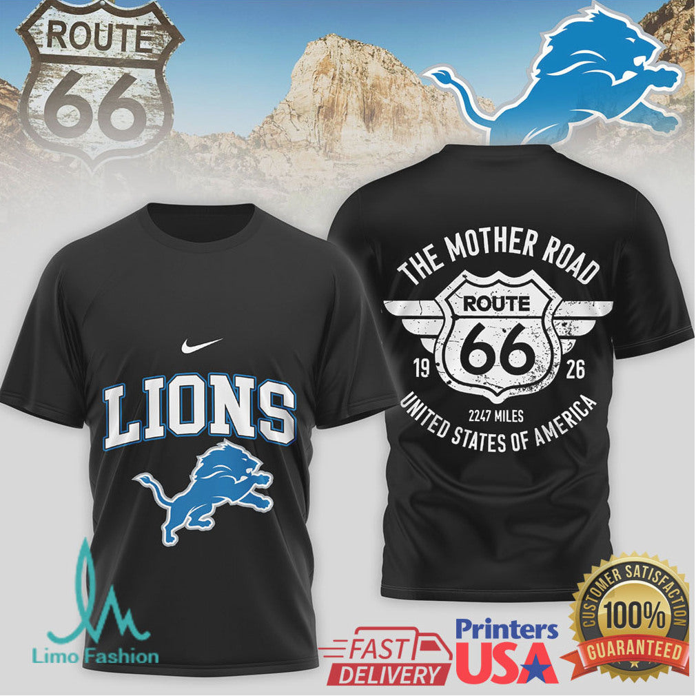 Detroit Lions Official NFL Route 66 3D Shirt - Limotees LLC