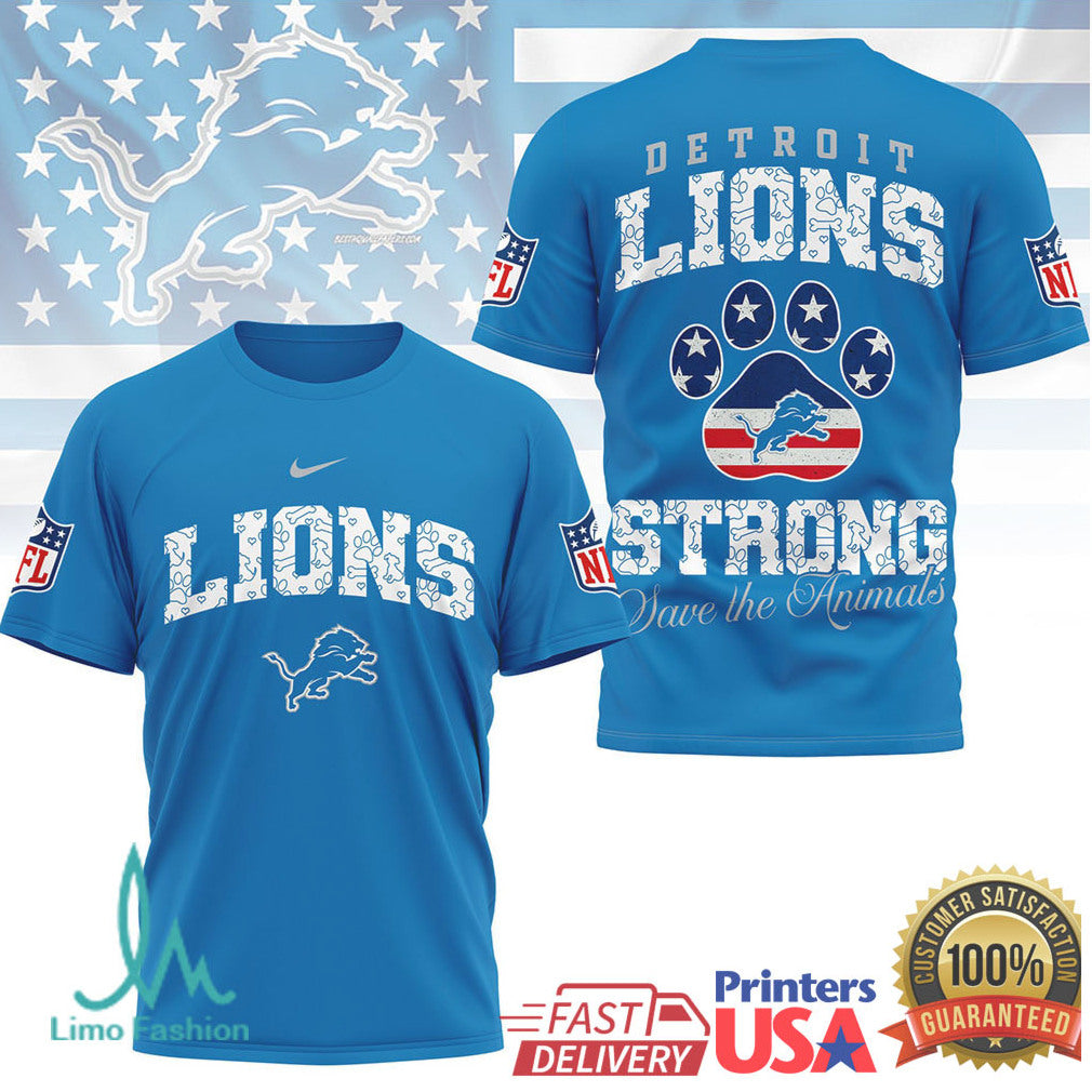 Detroit Lions Official NFL Save The Animals Fan 3D Shirt - Limotees LLC