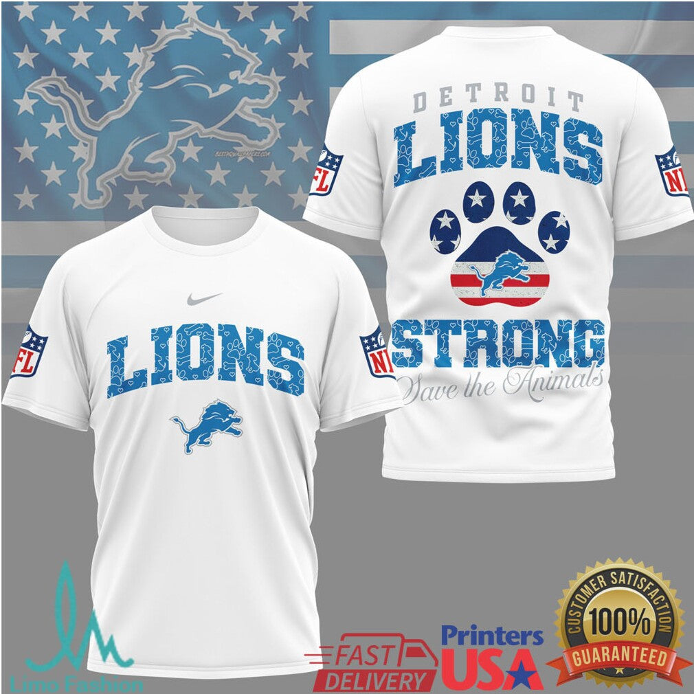 Detroit Lions Official NFL Save The Animals Fan 3D Shirt - Limotees LLC