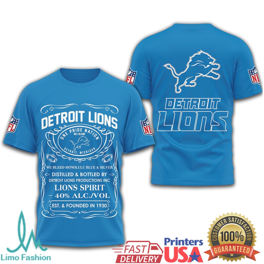 Detroit Lions Official NFL Whiskey 3D Shirt - Limotees LLC