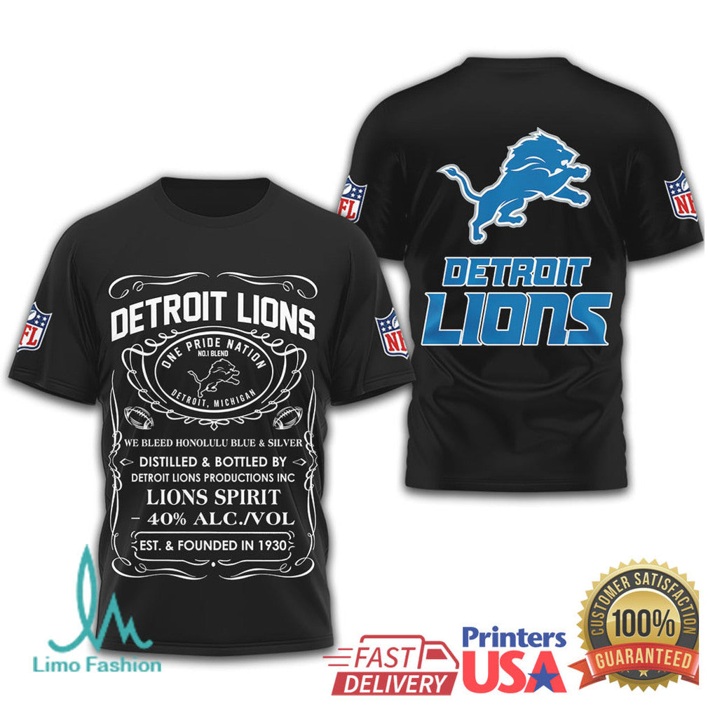 Detroit Lions Official NFL Whiskey 3D Shirt - Limotees LLC