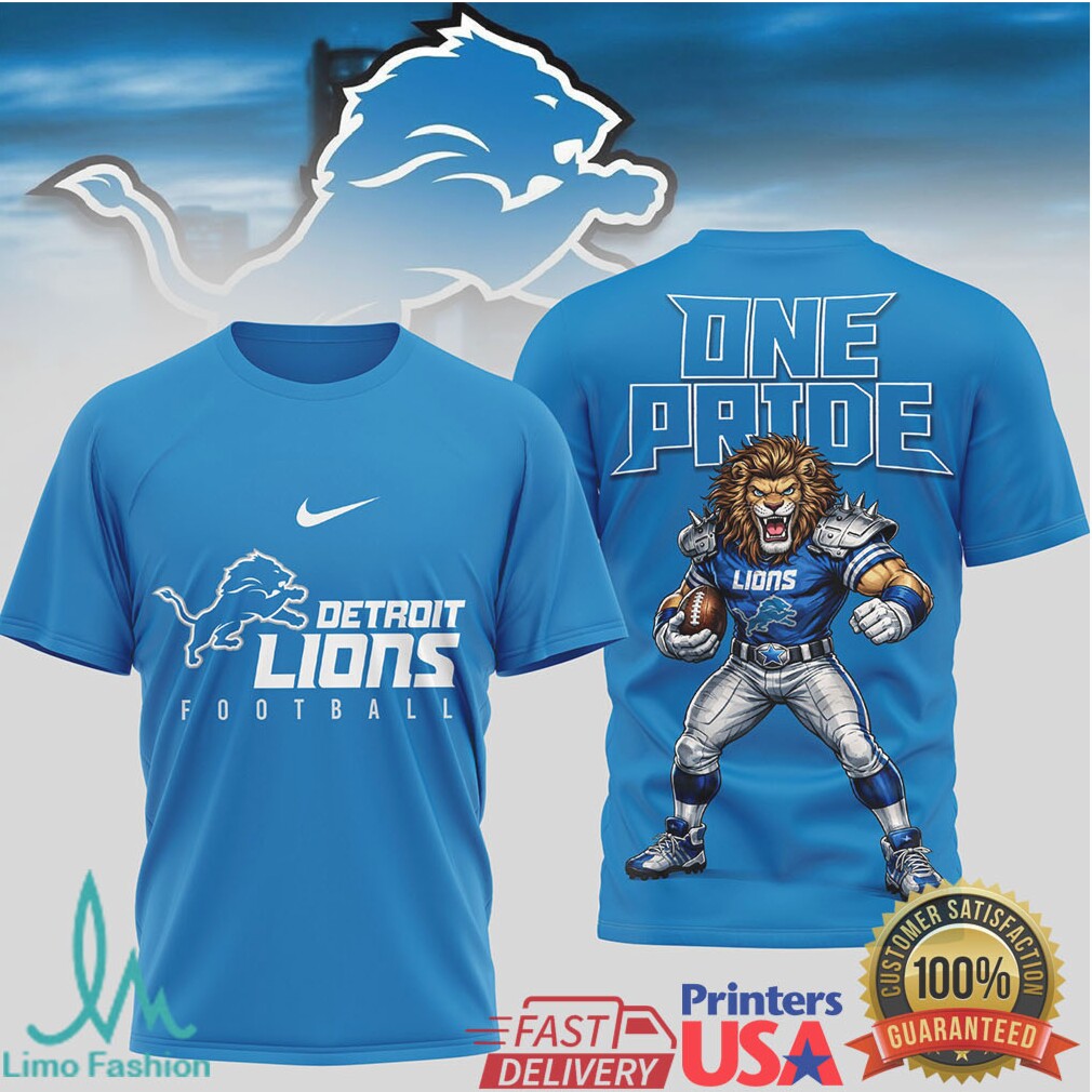 Detroit Lions “One Pride” Football Performance T Shirt Mascot Design - Limotees LLC