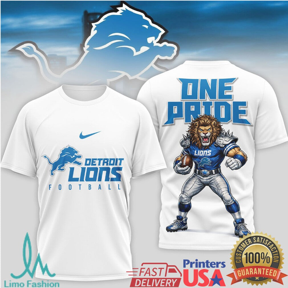 Detroit Lions “One Pride” Football Performance T Shirt Mascot Design - Limotees LLC