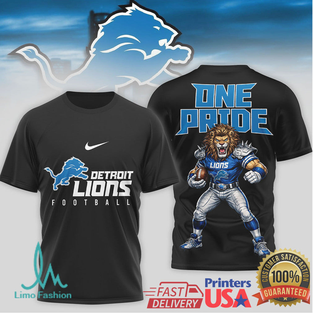 Detroit Lions “One Pride” Football Performance T Shirt Mascot Design - Limotees LLC