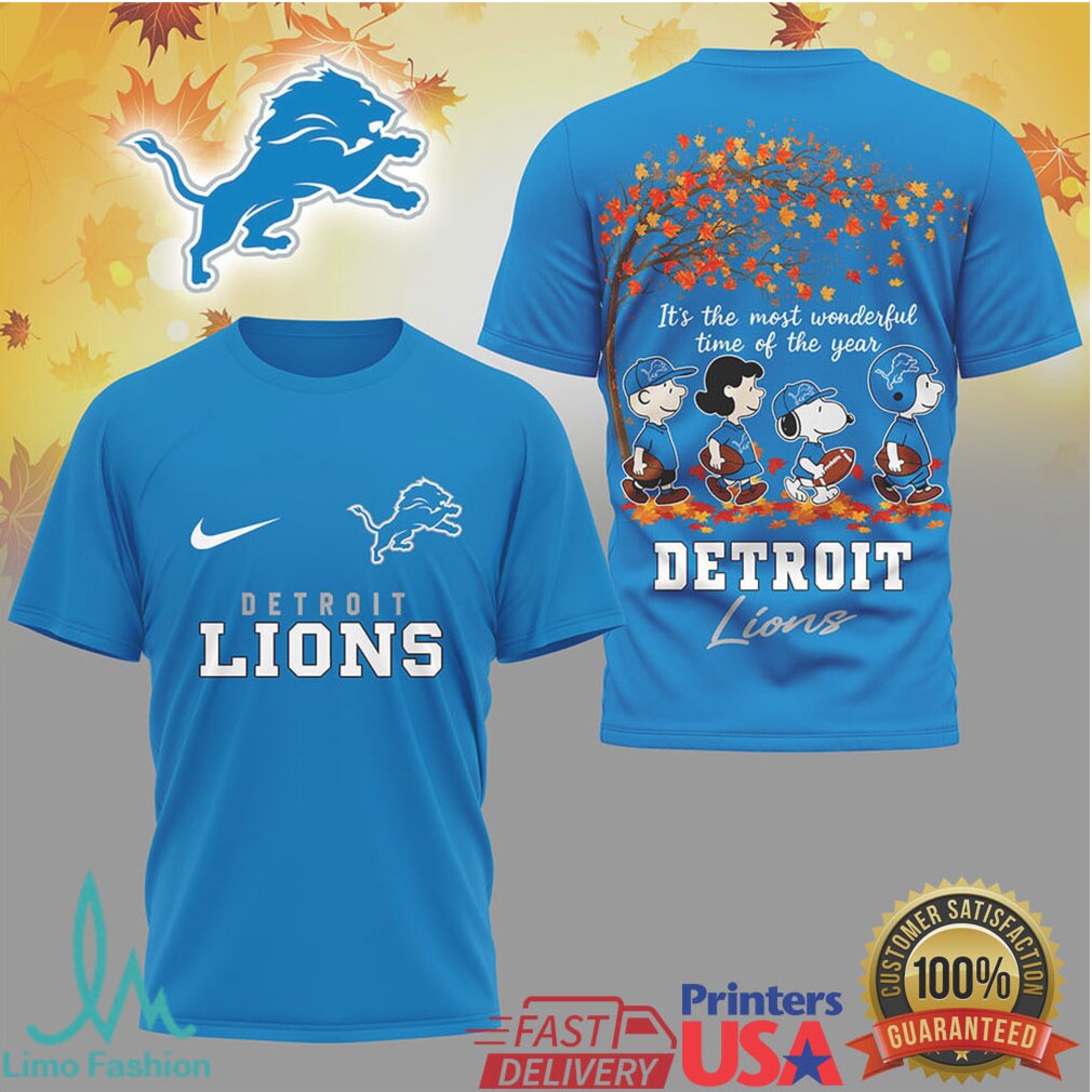 Detroit Lions Peanuts Snoopys Most Wonderful Time of the Year Fall T Shirt