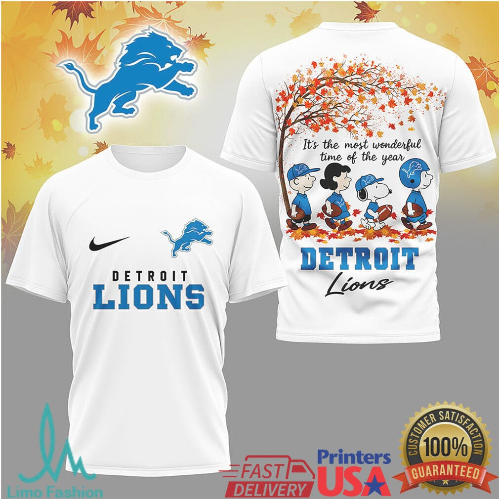 Detroit Lions Peanuts Snoopys Most Wonderful Time of the Year Fall T Shirt