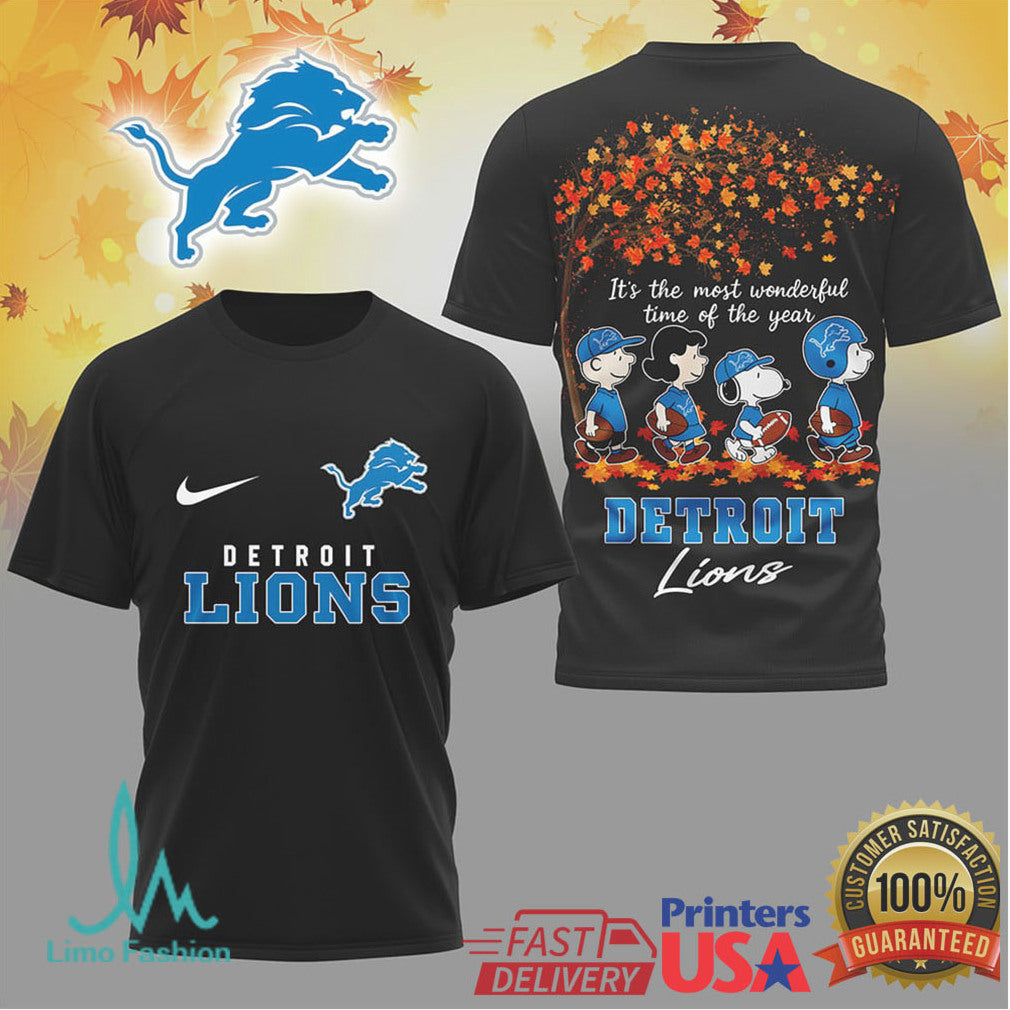 Detroit Lions Peanuts Snoopys Most Wonderful Time of the Year Fall T Shirt