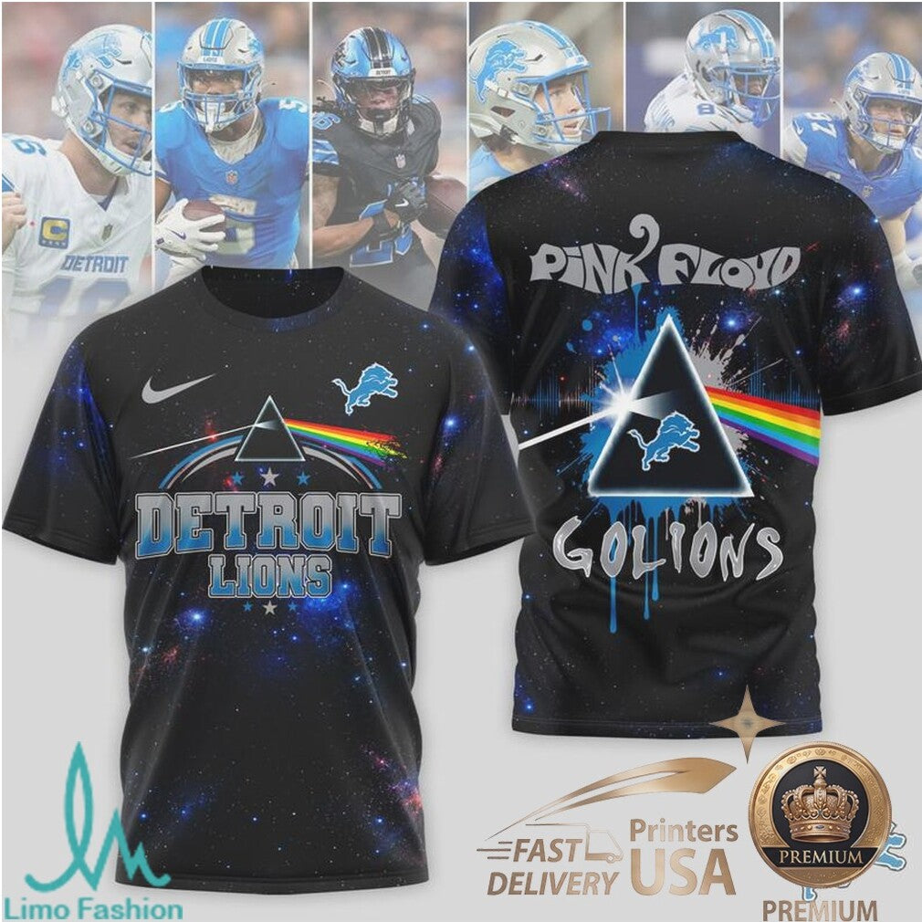 Detroit Lions Pink Floyd Dark Side Of The Moon Fan Apparel T Shirt - Limotees LLC