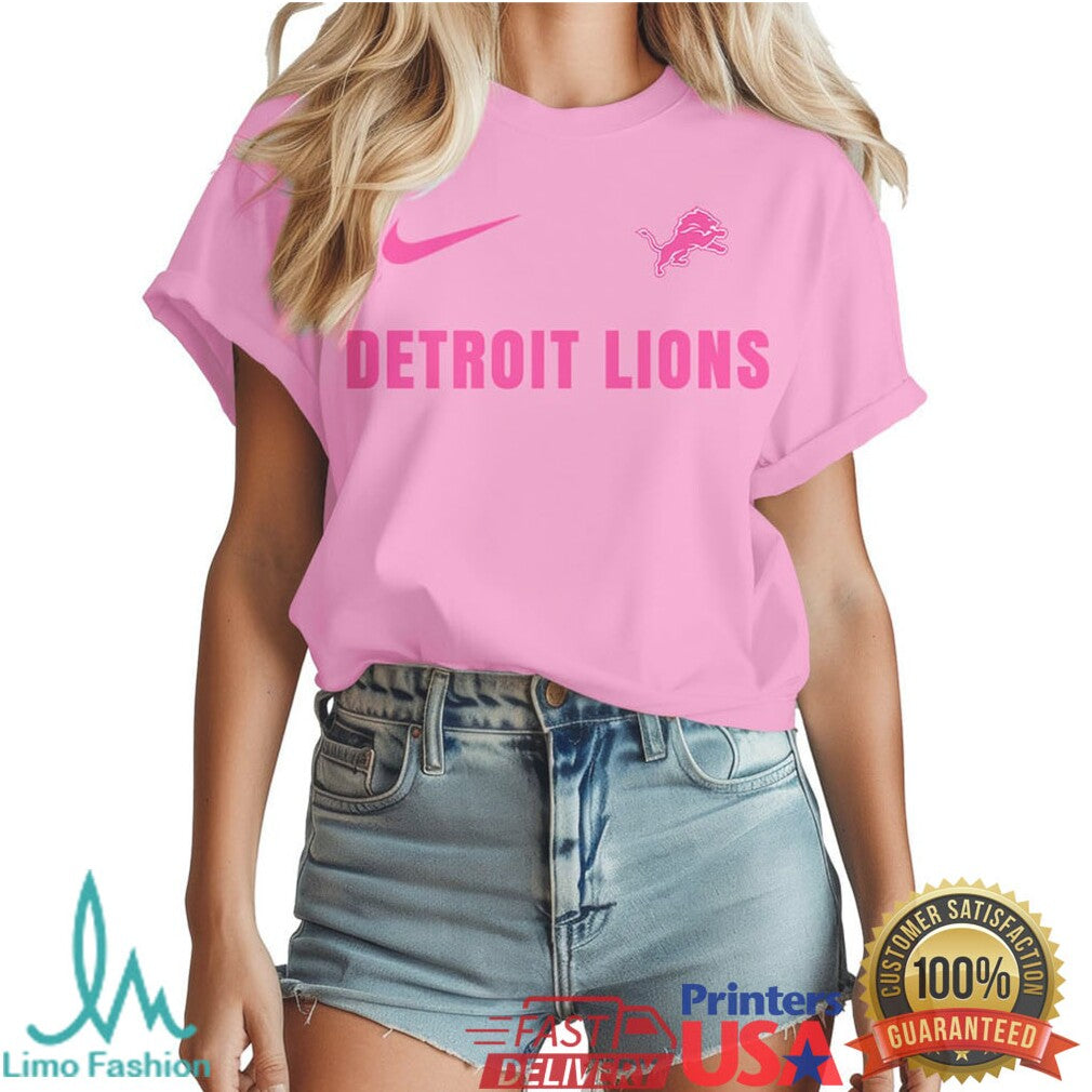 Detroit Lions Pink October Tackle Breast Cancer Awareness T Shirt - Limotees LLC
