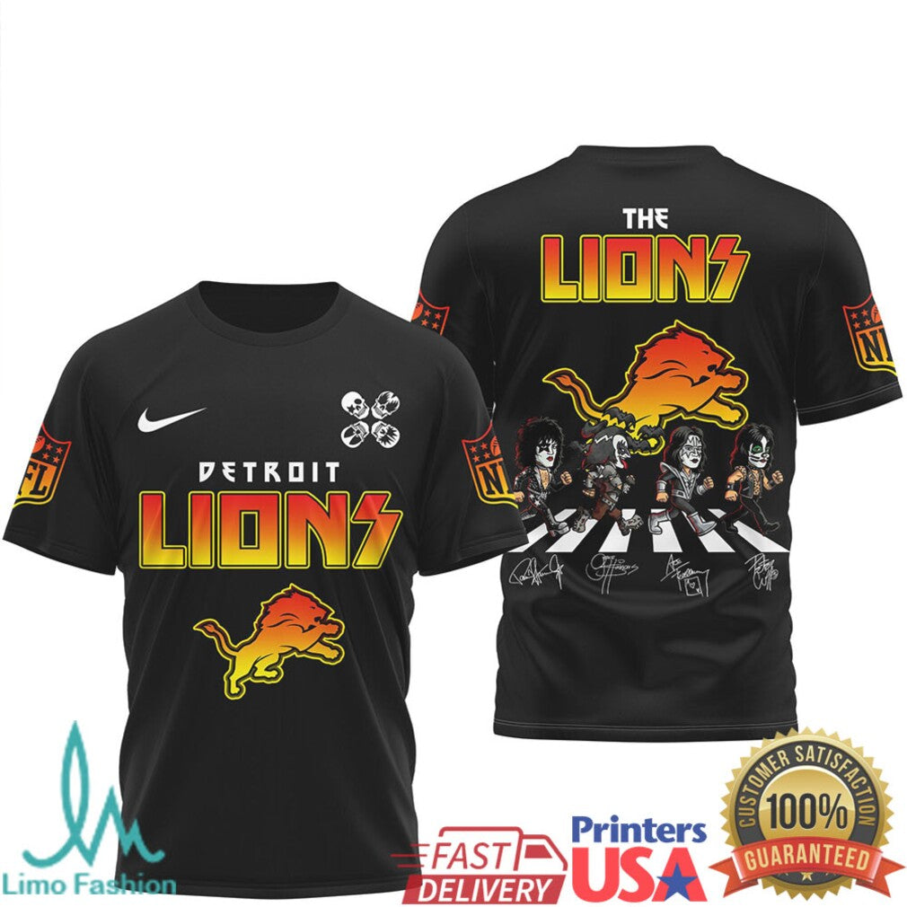 Detroit Lions Retro Rock Band T Shirt Motor City Football Graphic T Shirt