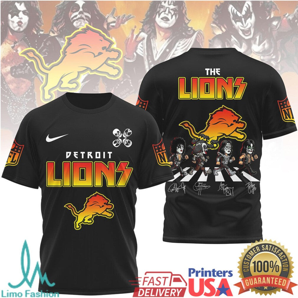 Detroit Lions Retro Rock Band T Shirt Motor City Football Graphic T Shirt