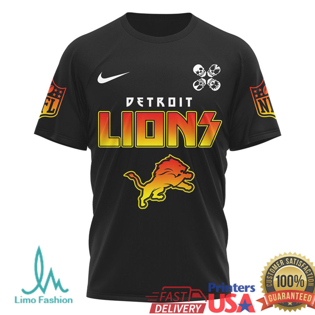 Detroit Lions Retro Rock Band T Shirt Motor City Football Graphic T Shirt