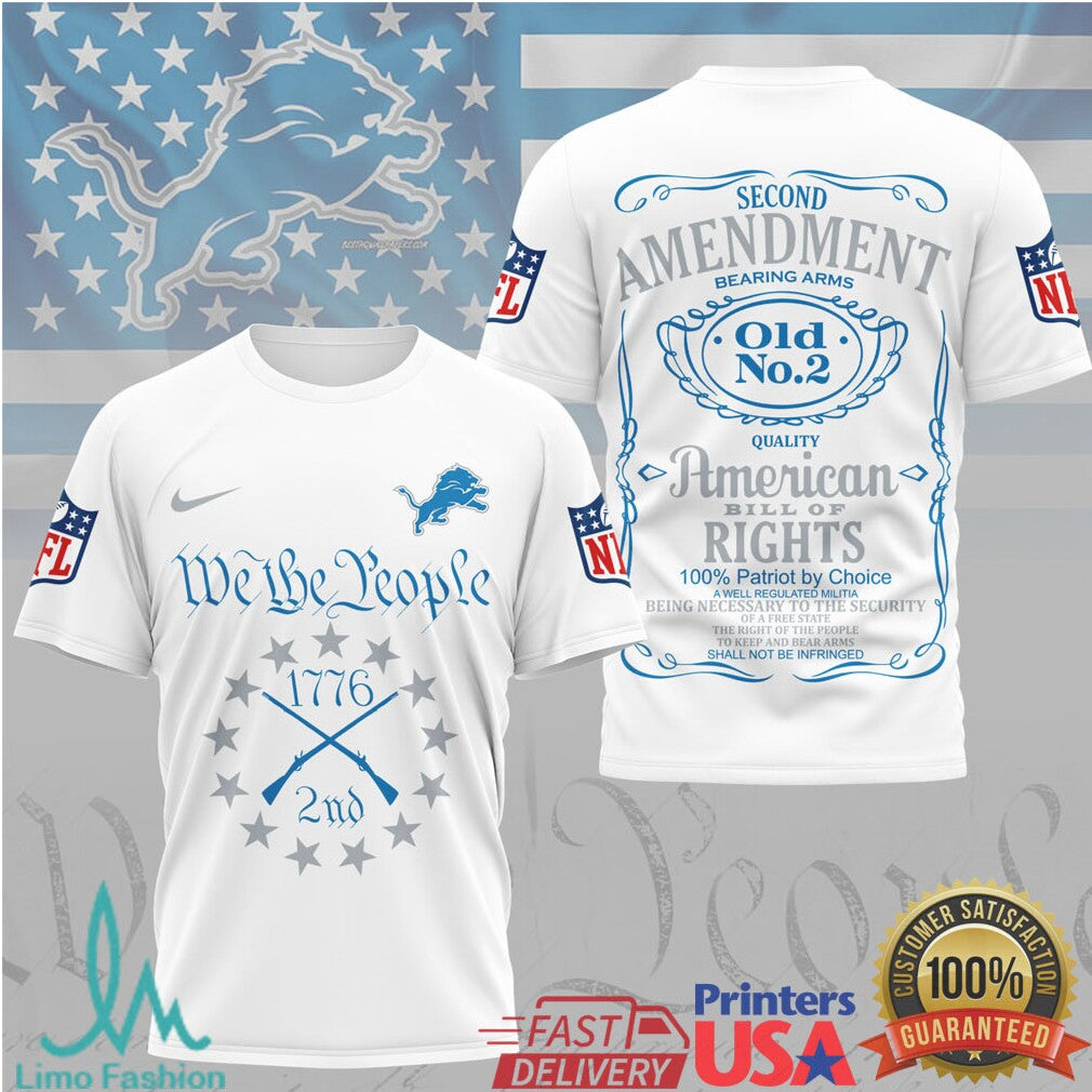 Detroit Lions Second Amendment American Bill of Rights 1776 T Shirt - Limotees LLC