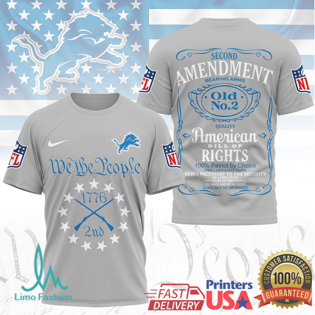 Detroit Lions Second Amendment American Bill of Rights 1776 T Shirt - Limotees LLC