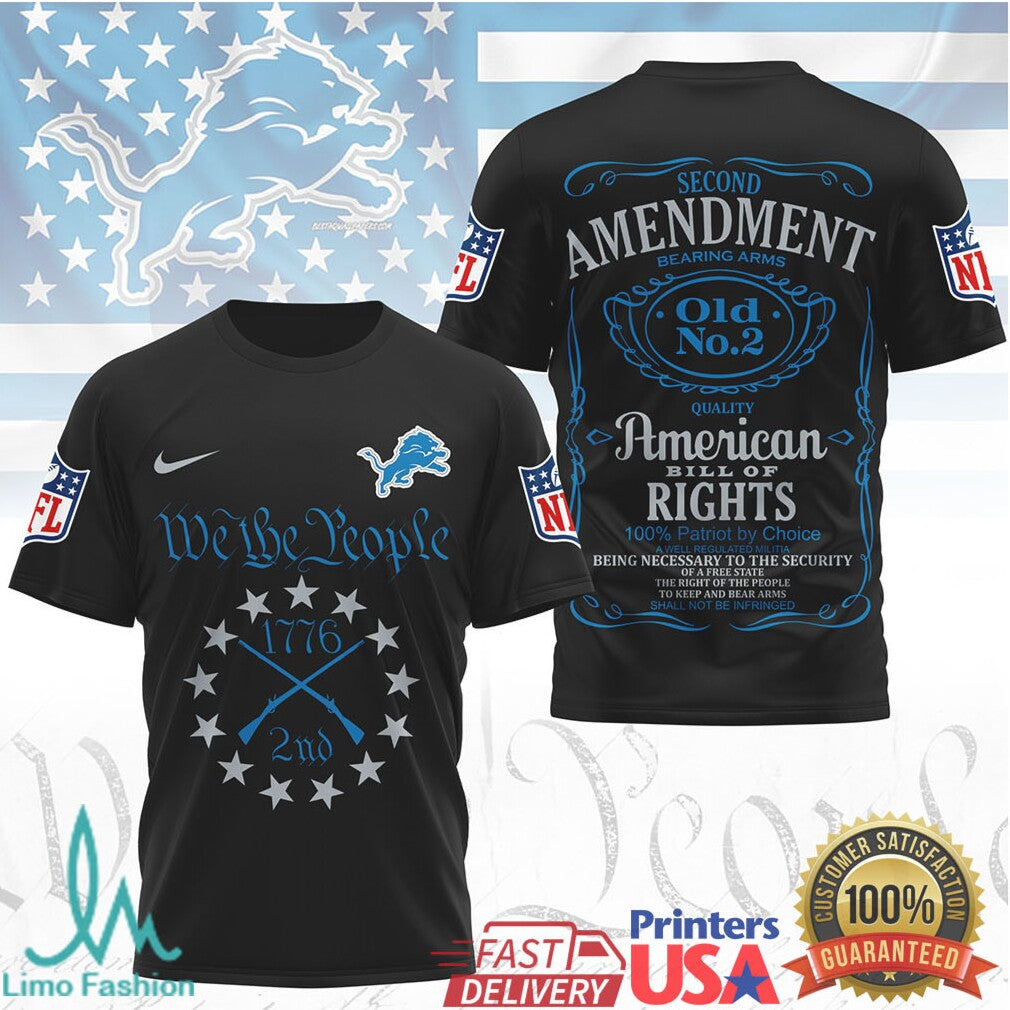 Detroit Lions Second Amendment American Bill of Rights 1776 T Shirt - Limotees LLC
