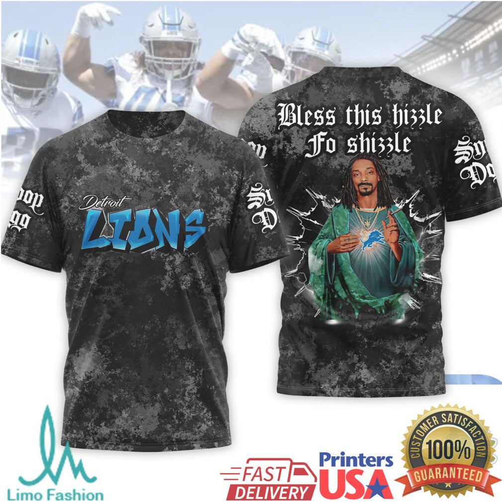 Detroit Lions Snoop Dogg Parody Bless This Hizzle Fo Shizzle 3D Graphic T Shirt - Limotees LLC