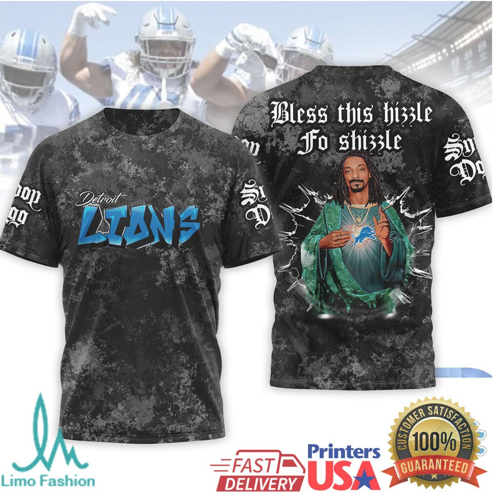 Detroit Lions Snoop Dogg Parody Bless This Hizzle Fo Shizzle 3D Graphic T Shirt - Limotees LLC