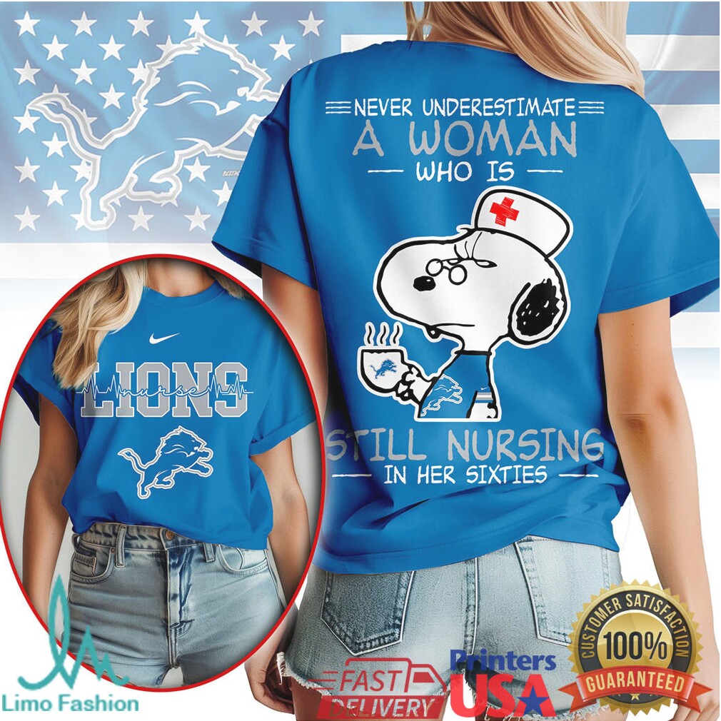 Detroit Lions Snoopy Nurse T Shirt Professional Nursing Woman 60s Football Gift - Limotees LLC