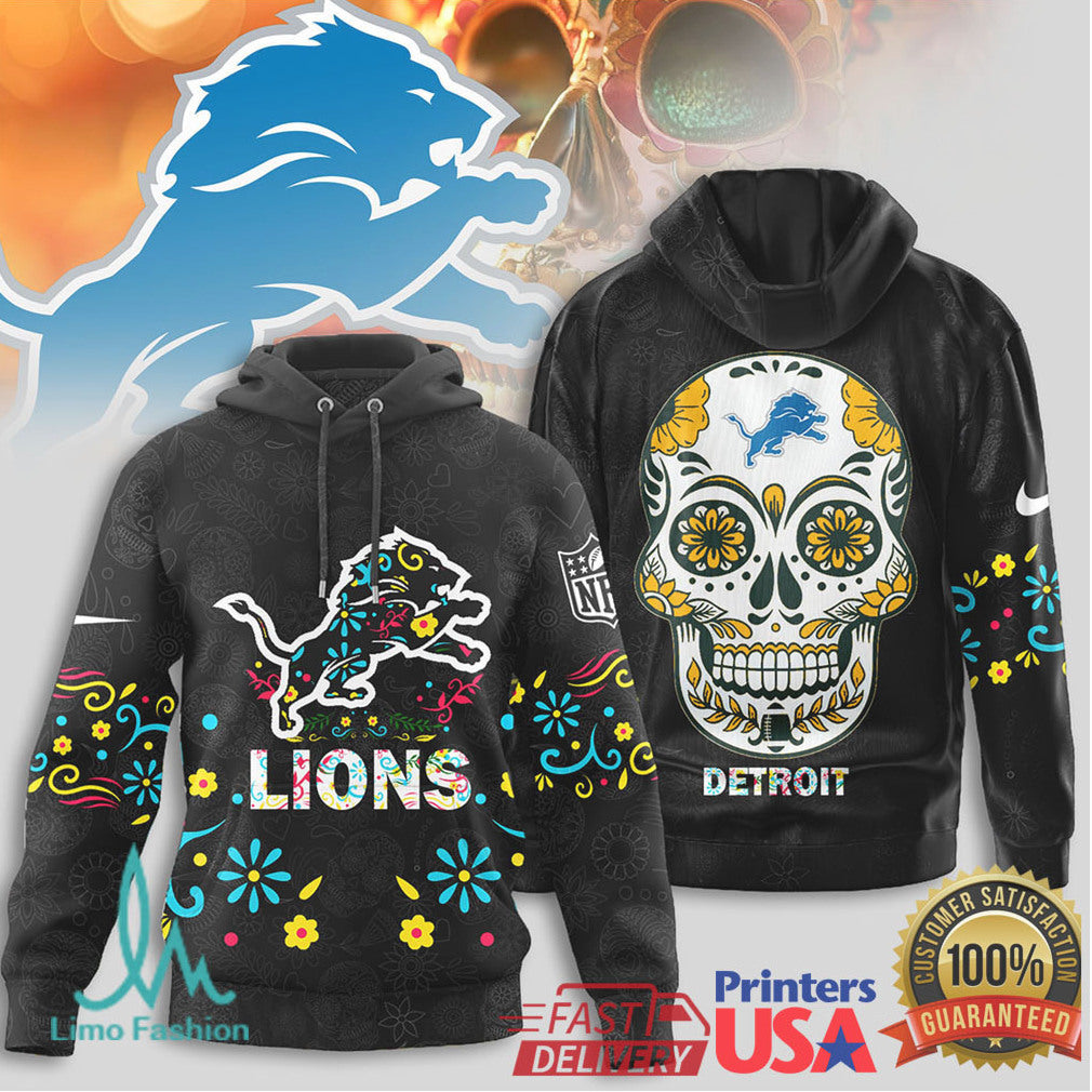 Detroit Lions Sugar Skull Day of the Dead Fan T Shirt - Limotees LLC