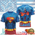 Detroit Lions Superman Hero Series 3D Graphic T Shirt NFL Fan Apparel - Limotees LLC
