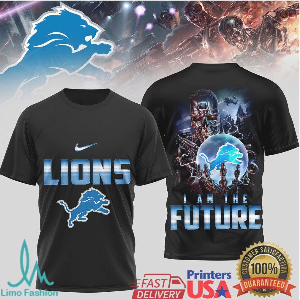 Detroit Lions Terminator I Am The Future Blue Chrome Design T Shirt - Limotees LLC