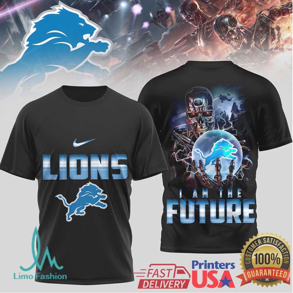 Detroit Lions Terminator I Am The Future Blue Chrome Design T Shirt - Limotees LLC