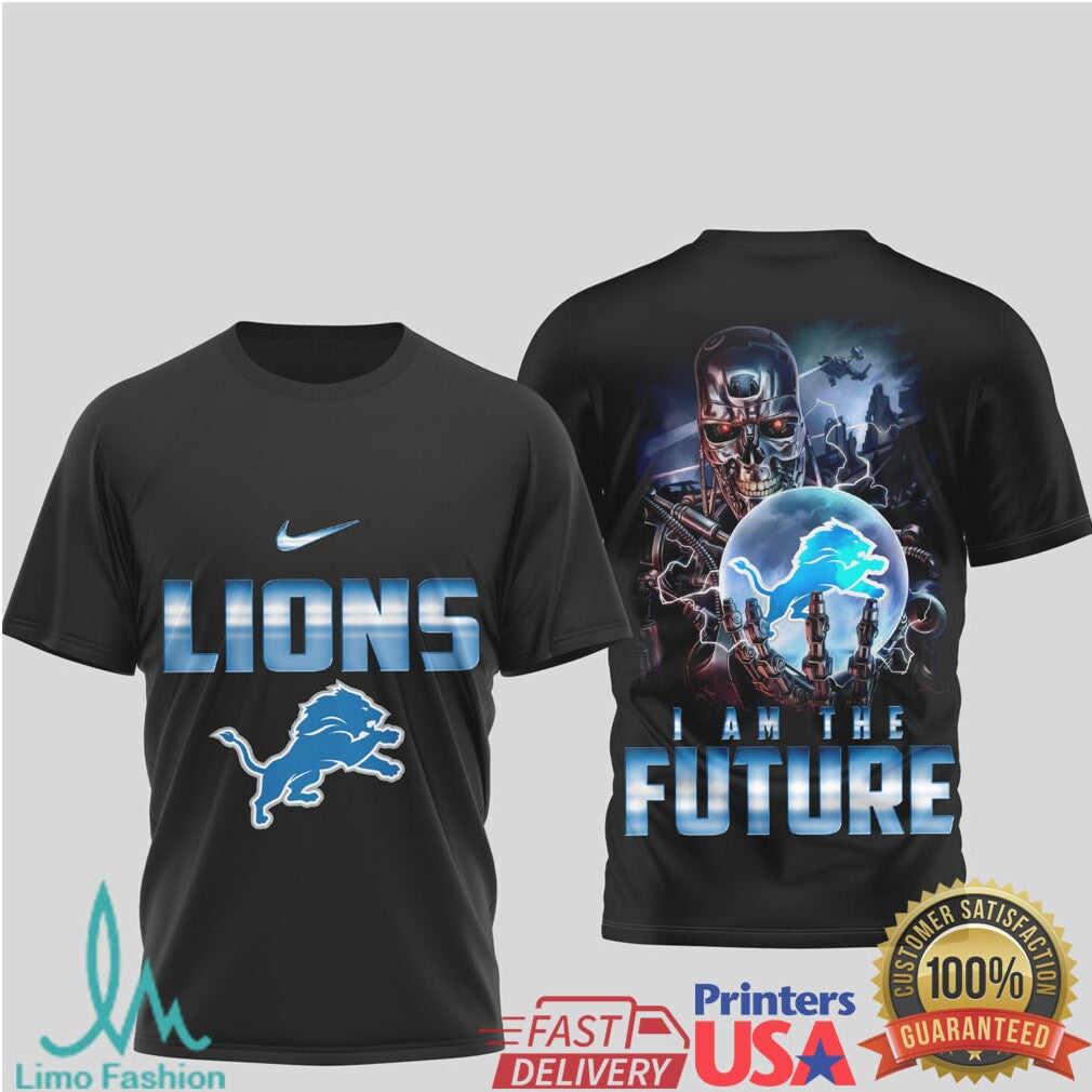 Detroit Lions Terminator I Am The Future Blue Chrome Design T Shirt - Limotees LLC
