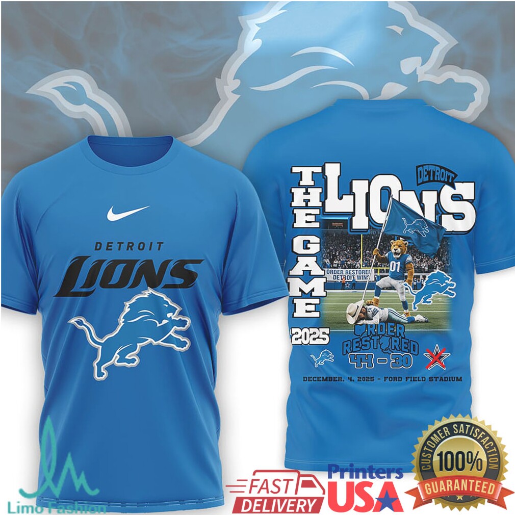Detroit Lions “The Game” 2025 Order Restored 41 30 Football Graphic Shirt - Limotees LLC
