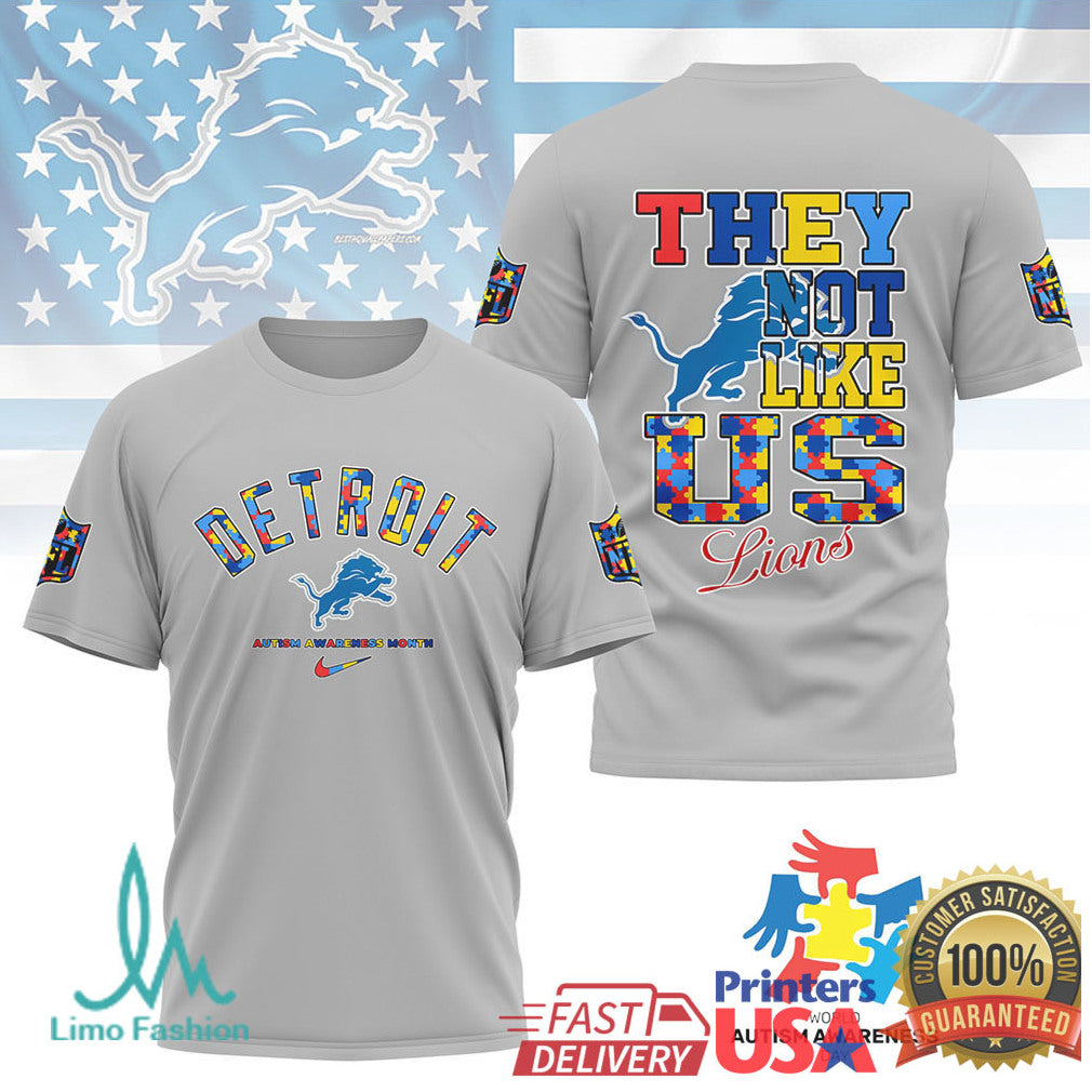 Detroit Lions “They Not Like Us” Autism Awareness Month Fan Shirt