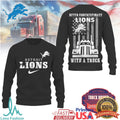 Detroit Lions Trucker Appreciation Crewneck Never Underestimate A Lion With A Truck T Shirt - Limotees LLC