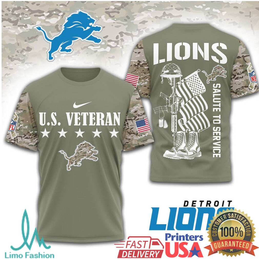Detroit Lions U.S. Veteran Salute To Service Military Camo Performance T Shirt