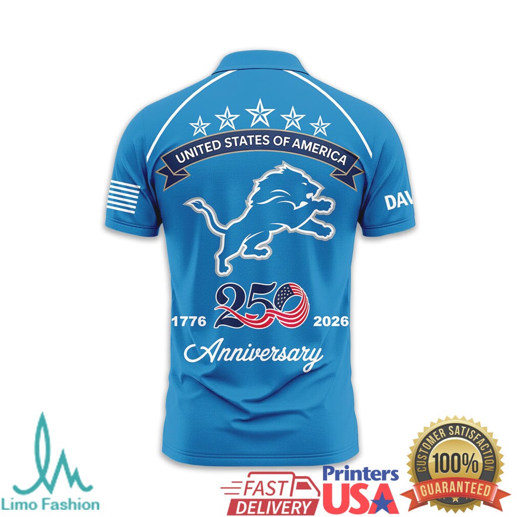 Detroit Lions USA 250th Anniversary Custom Name T Shirt - Limotees LLC
