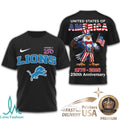 Detroit Lions USA 250th Anniversary Eagle Patriotic T Shirt - Limotees LLC