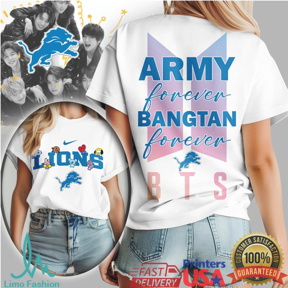 Detroit Lions x BTS Army Forever Bangtan Forever Graphic Tee - Limotees LLC